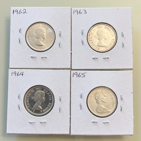 Canada 1962, 1963, 1964 & 1965 Silver 25¢ Quarters! 4 coins total - Picture 2 of 13